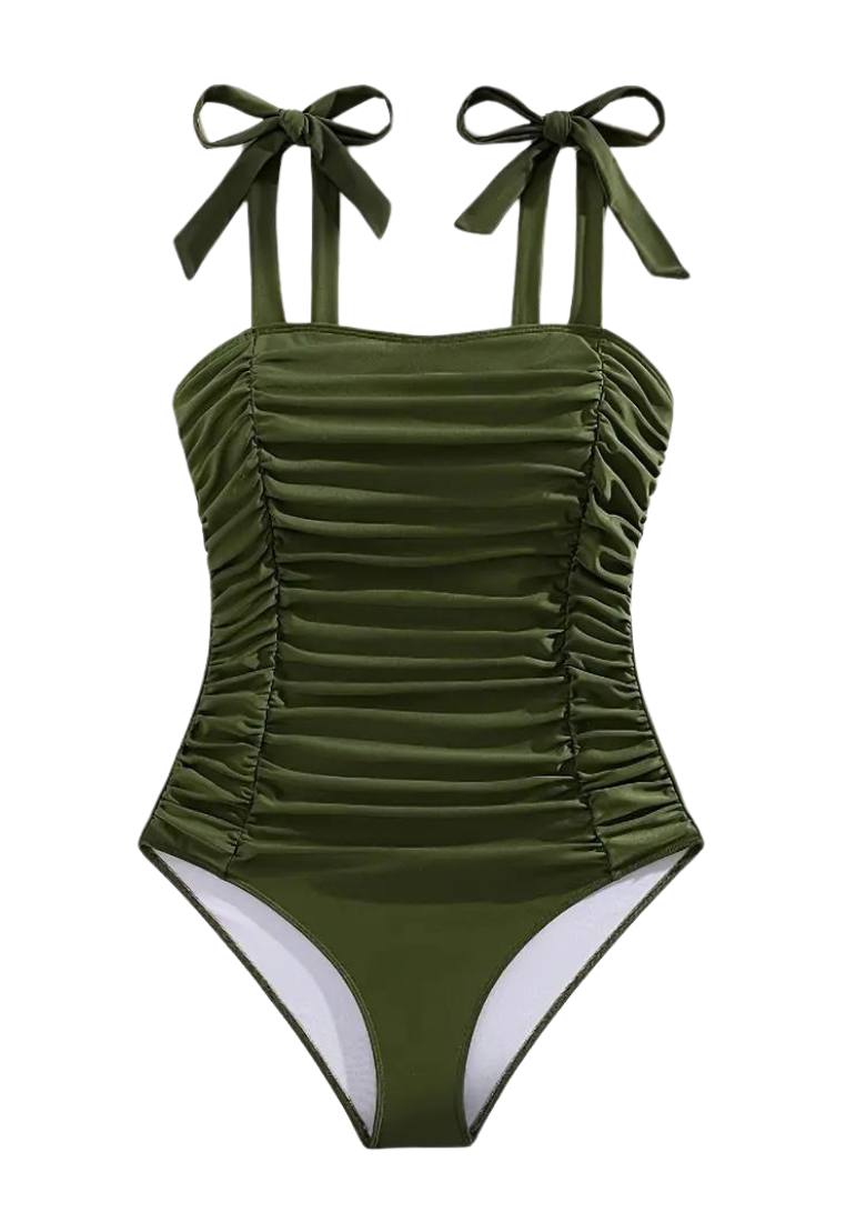 Plus Size Solid Tie  Swimwear