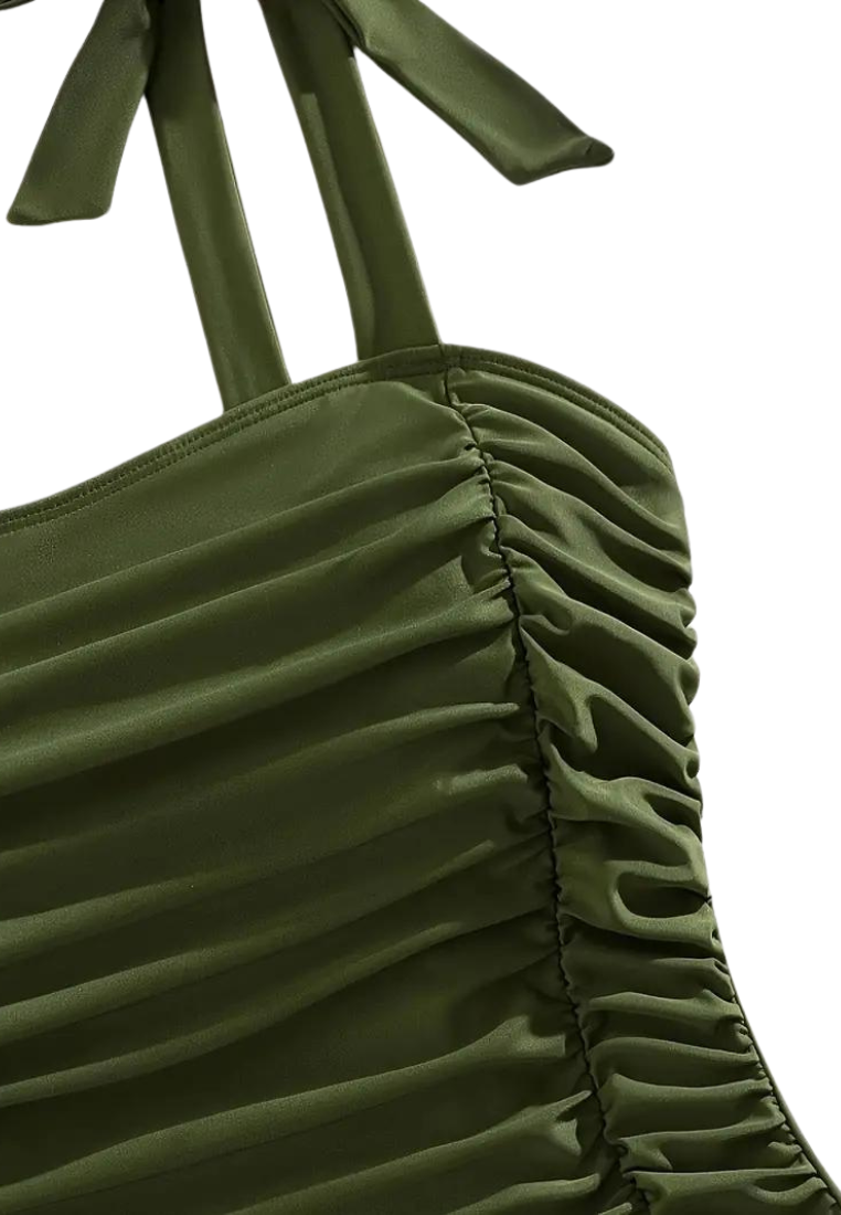 Plus Size Solid Tie  Swimwear