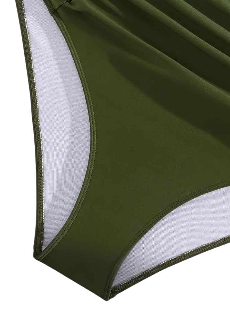 Plus Size Solid Tie  Swimwear