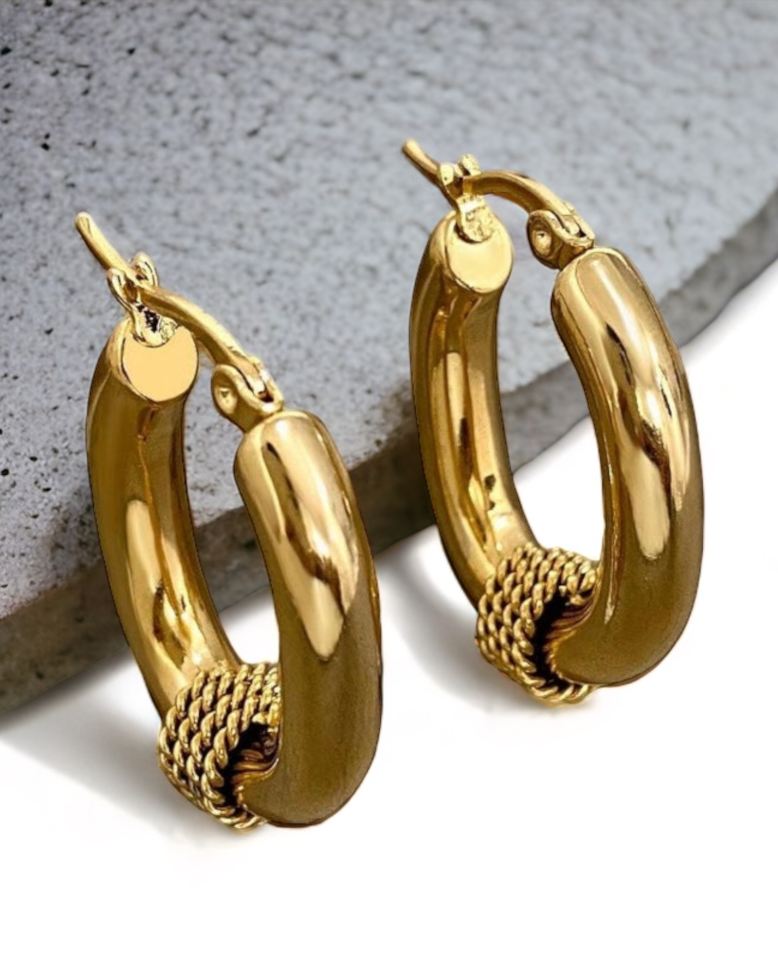 Twist Stainless Steel Hoop Earrings
