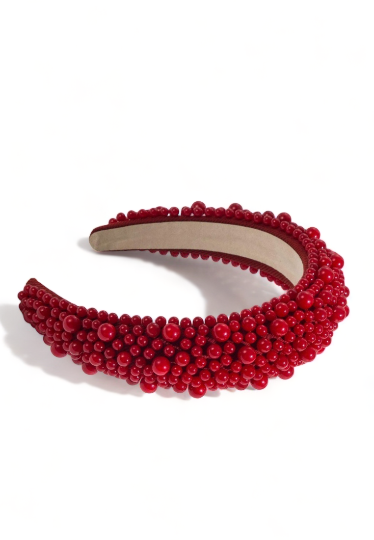 Red Bead Decor Headband