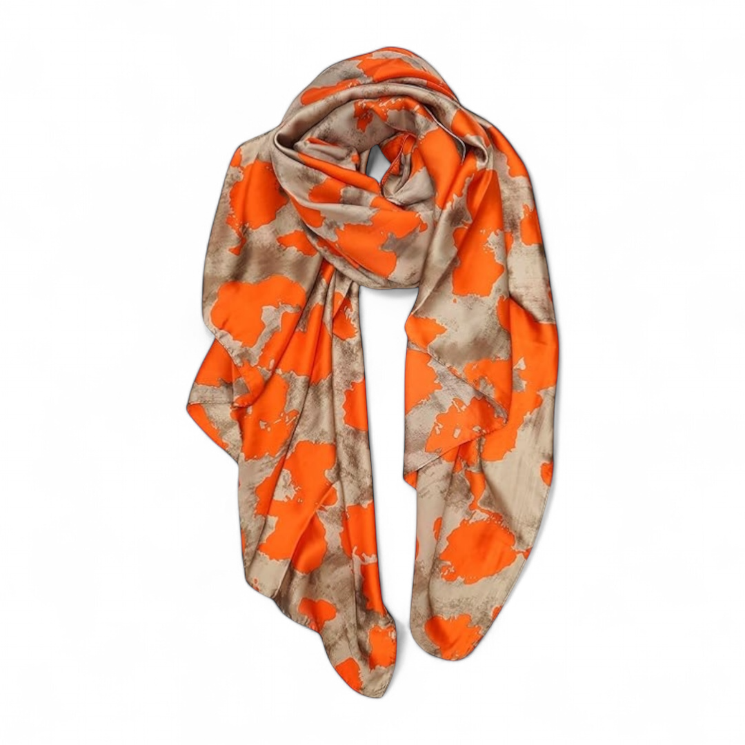 Orange Lotus Flower Pattern Bandana Scarf