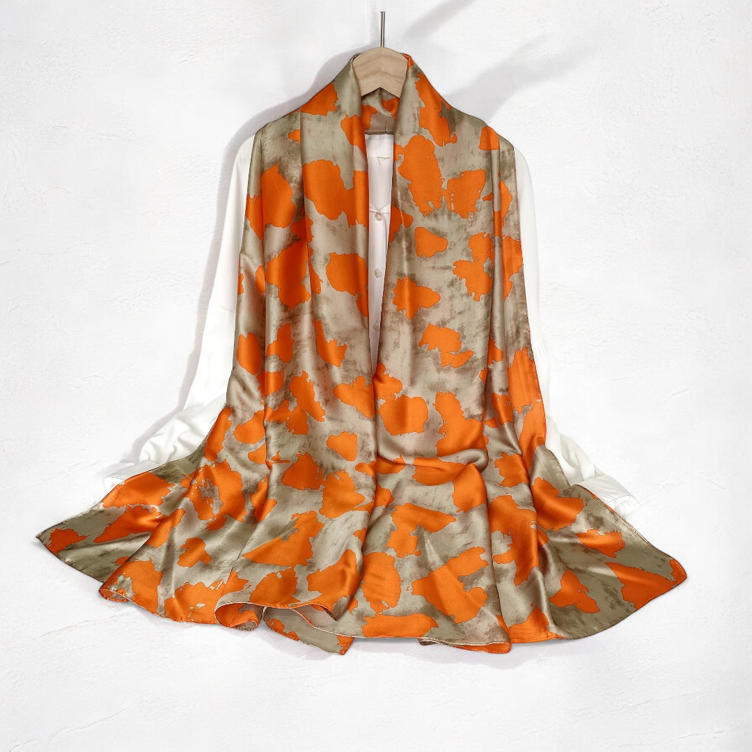 Orange Lotus Flower Pattern Bandana Scarf
