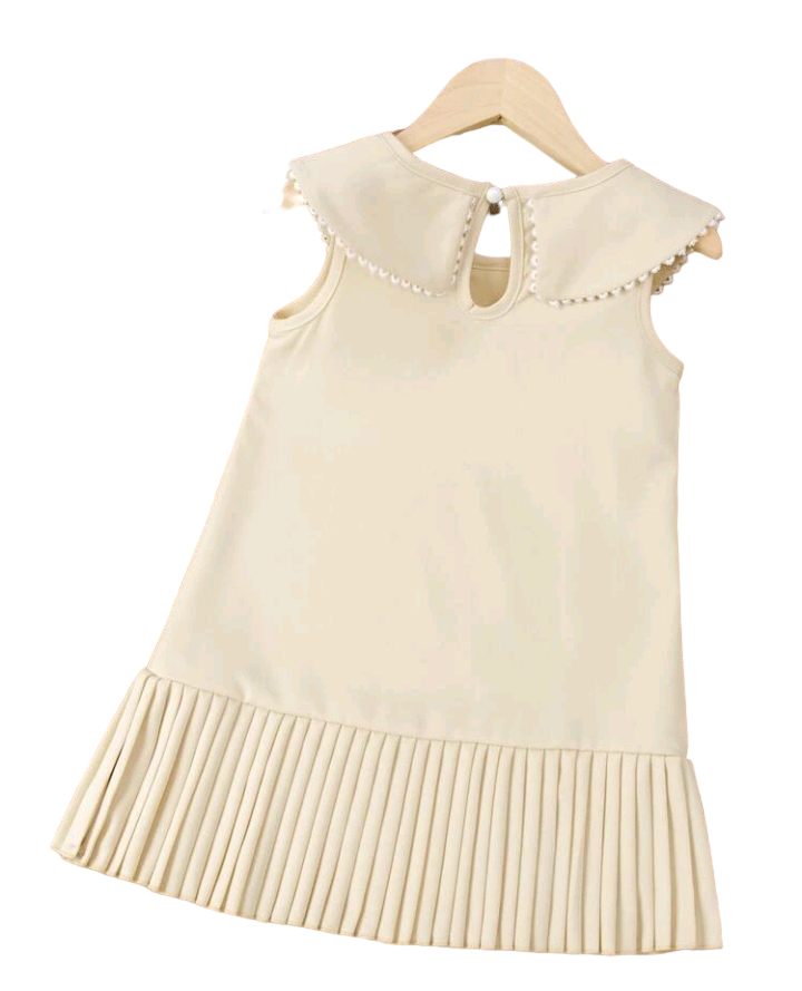 Apricot Toddler Girls Peter-pan Collar Pleated Hem Dress