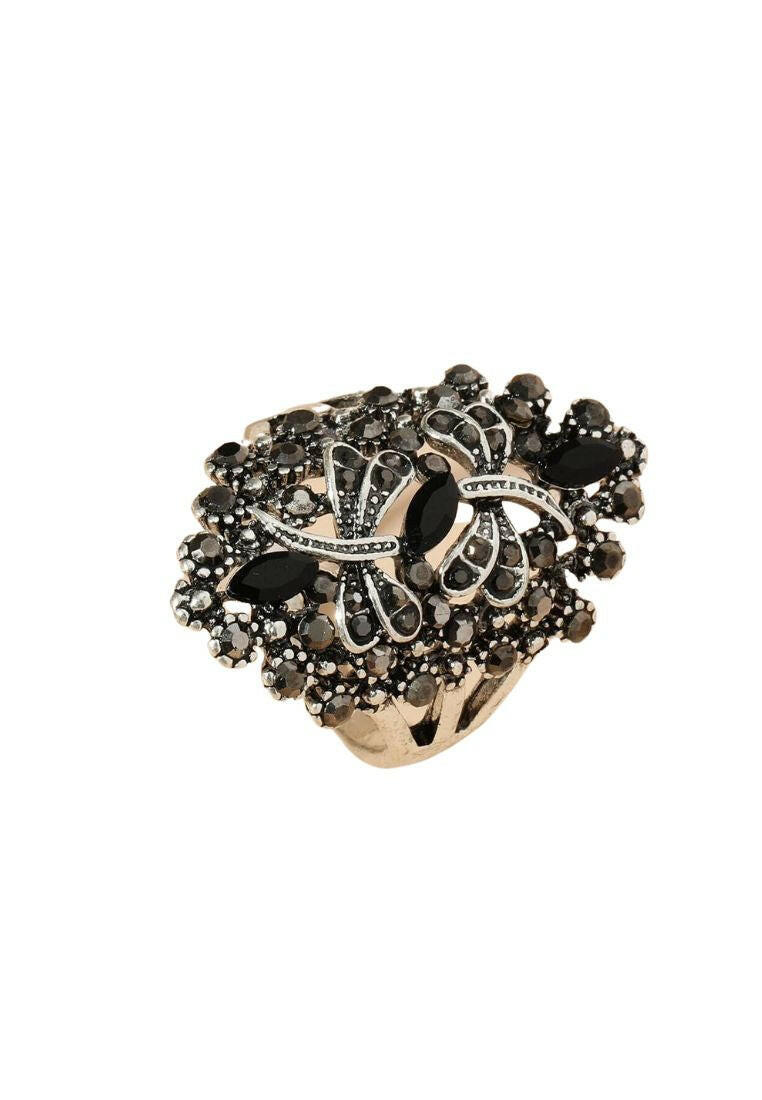 Rhinestone Dragonfly Decor Ring