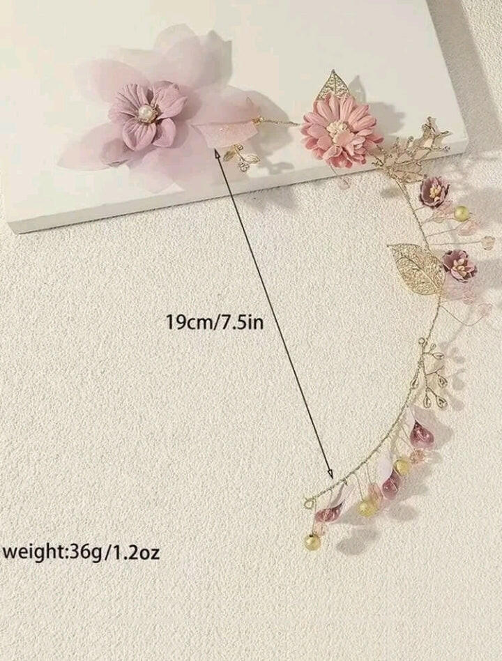 Flower-decorated fashion bridal hair accessories, featuring intricate floral designs that add a touch of natural elegance and beauty to a bride's hairstyle.