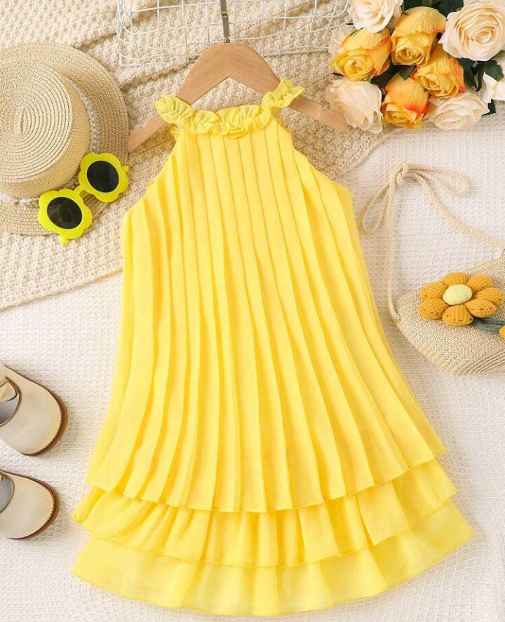 Toddler Girl's Pleated Elegant Party Princess Dress