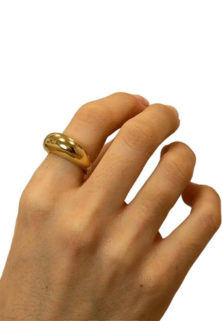 Gold-Plated Curved Stainless Steel Ring