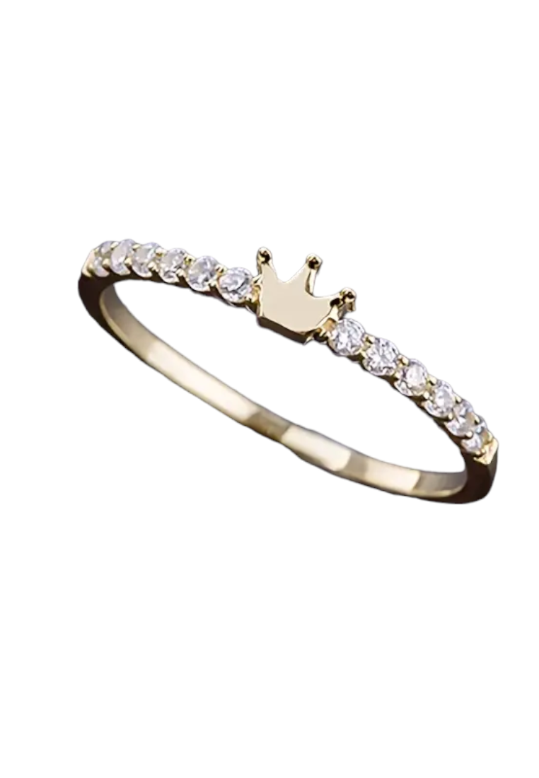 925 Sterling Silver Crown Zircon Glitter Ring