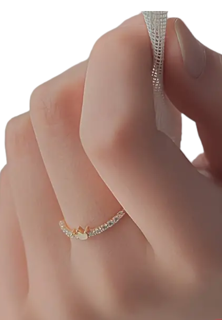 925 Sterling Silver Crown Zircon Glitter Ring