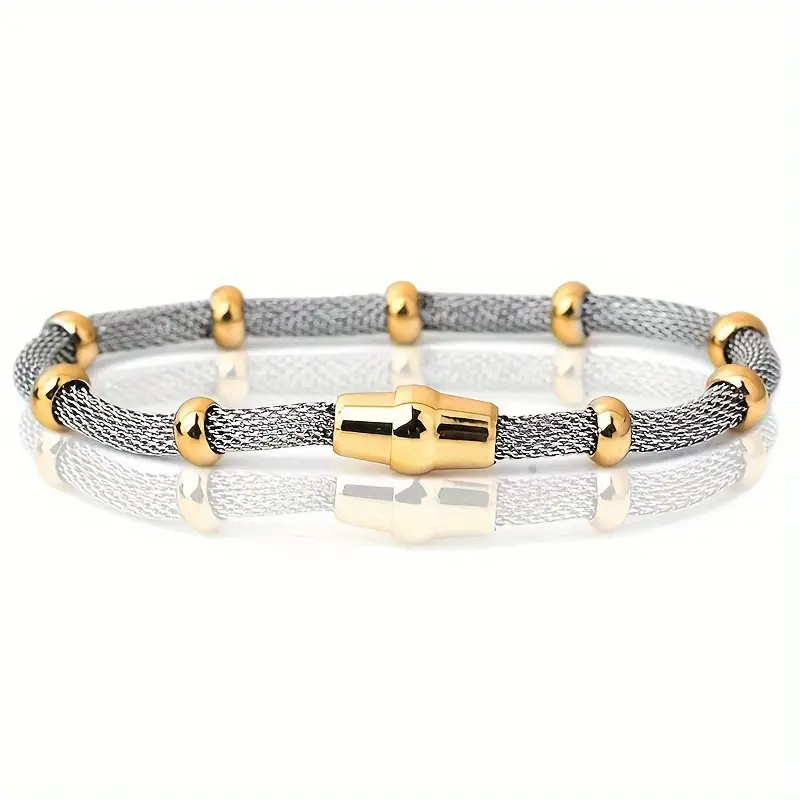 Bead Titanium Steel Mesh Bracelet