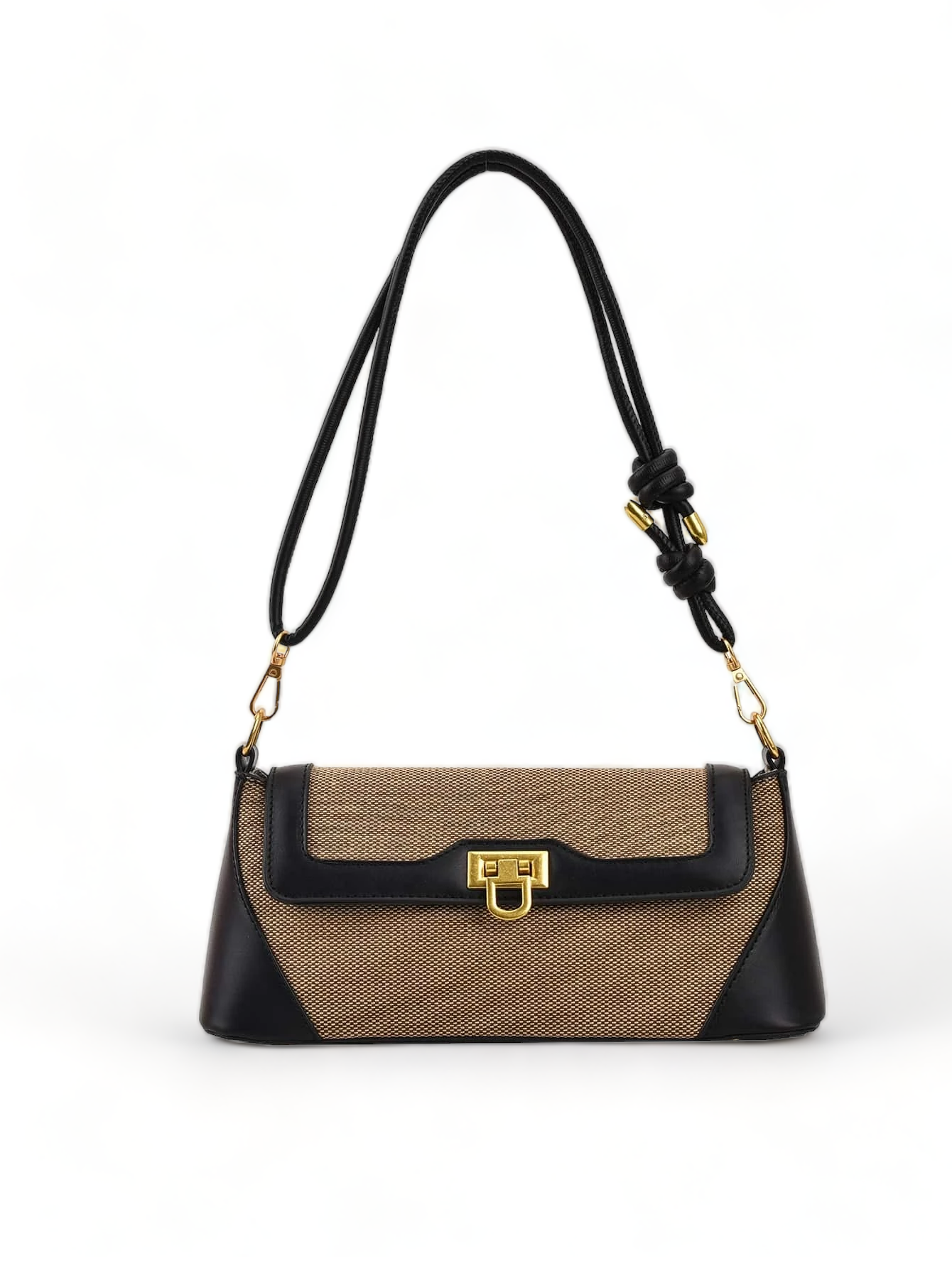 Two Tone Flap Baguette Bag