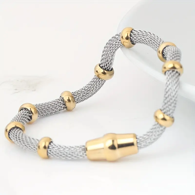 Bead Titanium Steel Mesh Bracelet