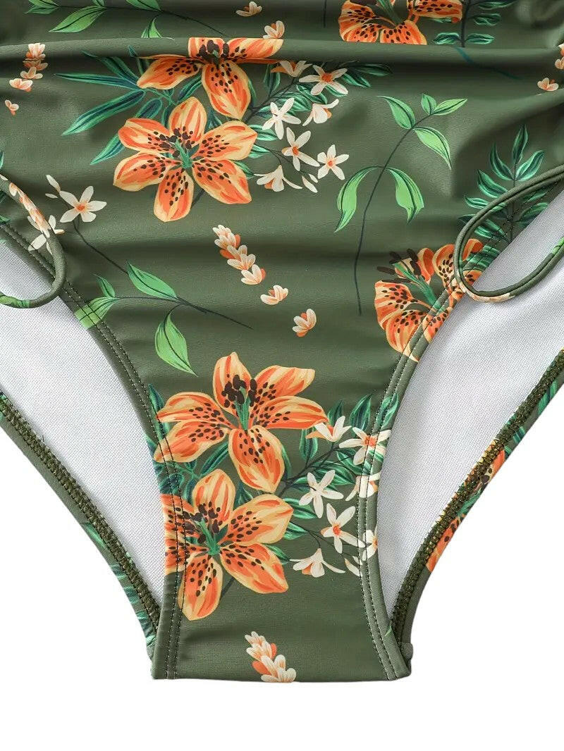Plus Size Floral  Swimwear