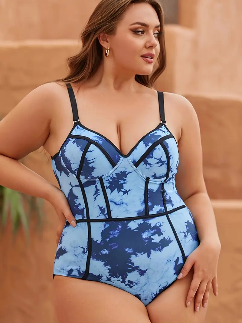 Plus Size Tie Dye Print Swimwear