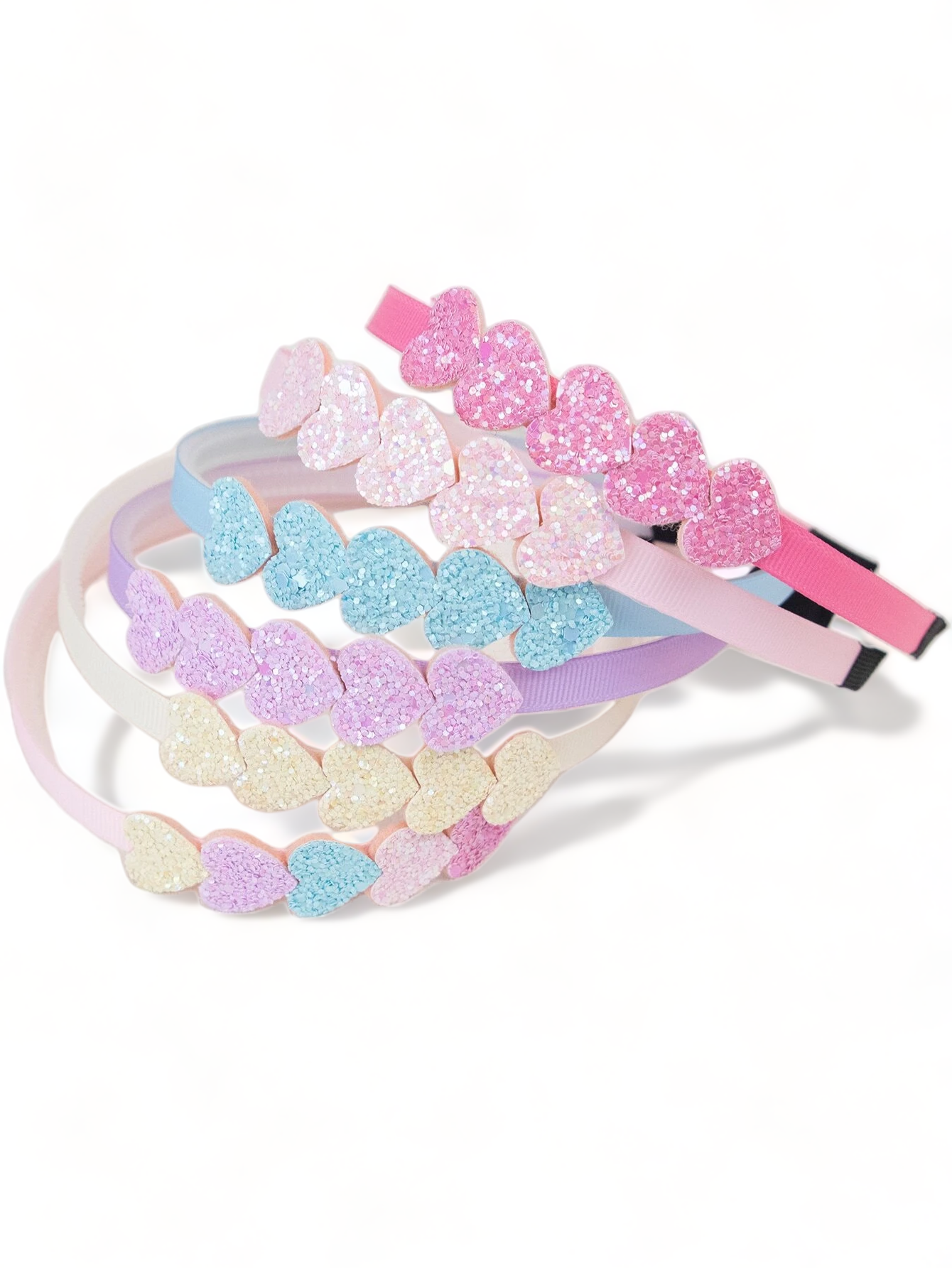 6pcs Toddler Girls Glitter Heart Decor Headband