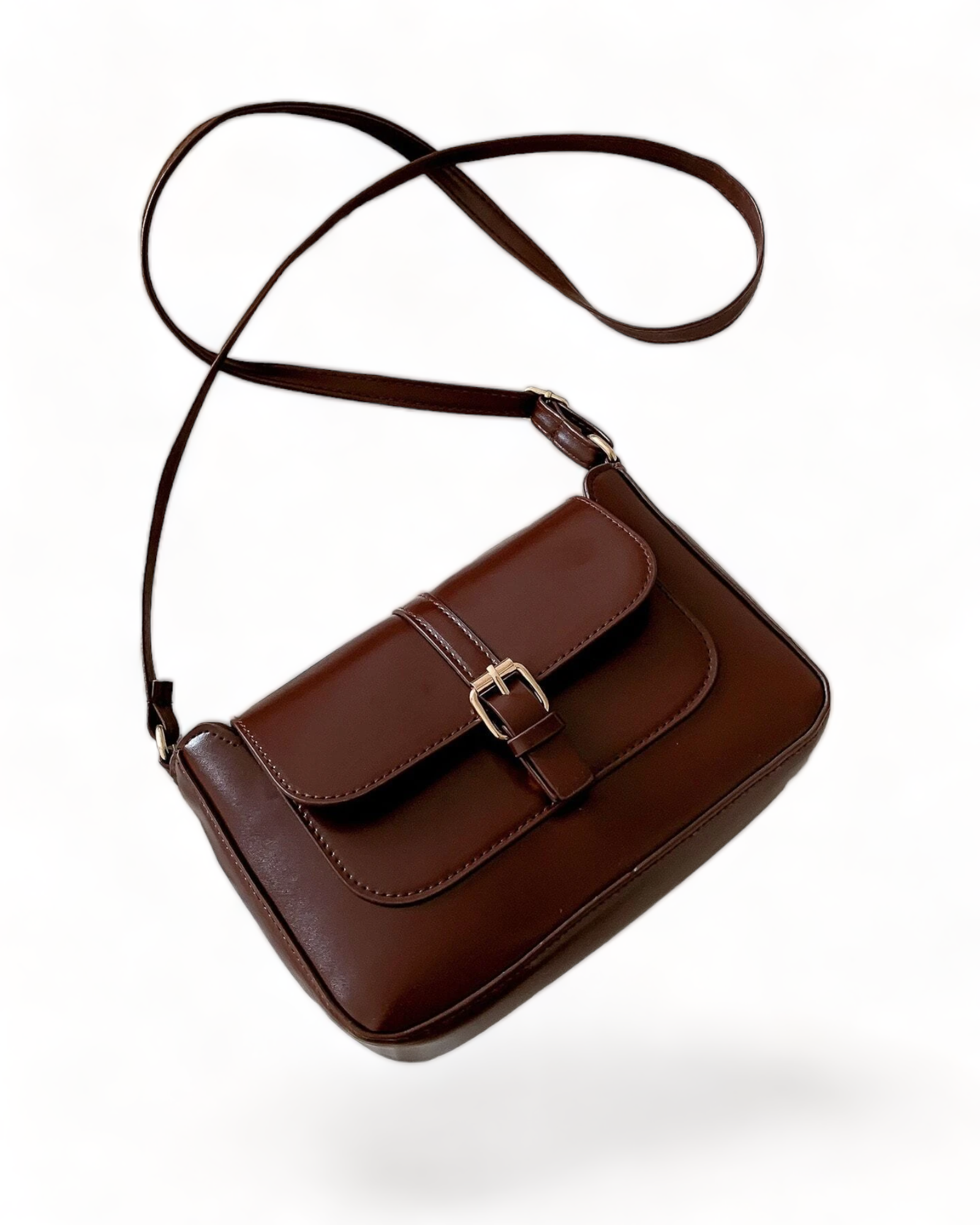 Buckle Decor Flap Crossbody Bag