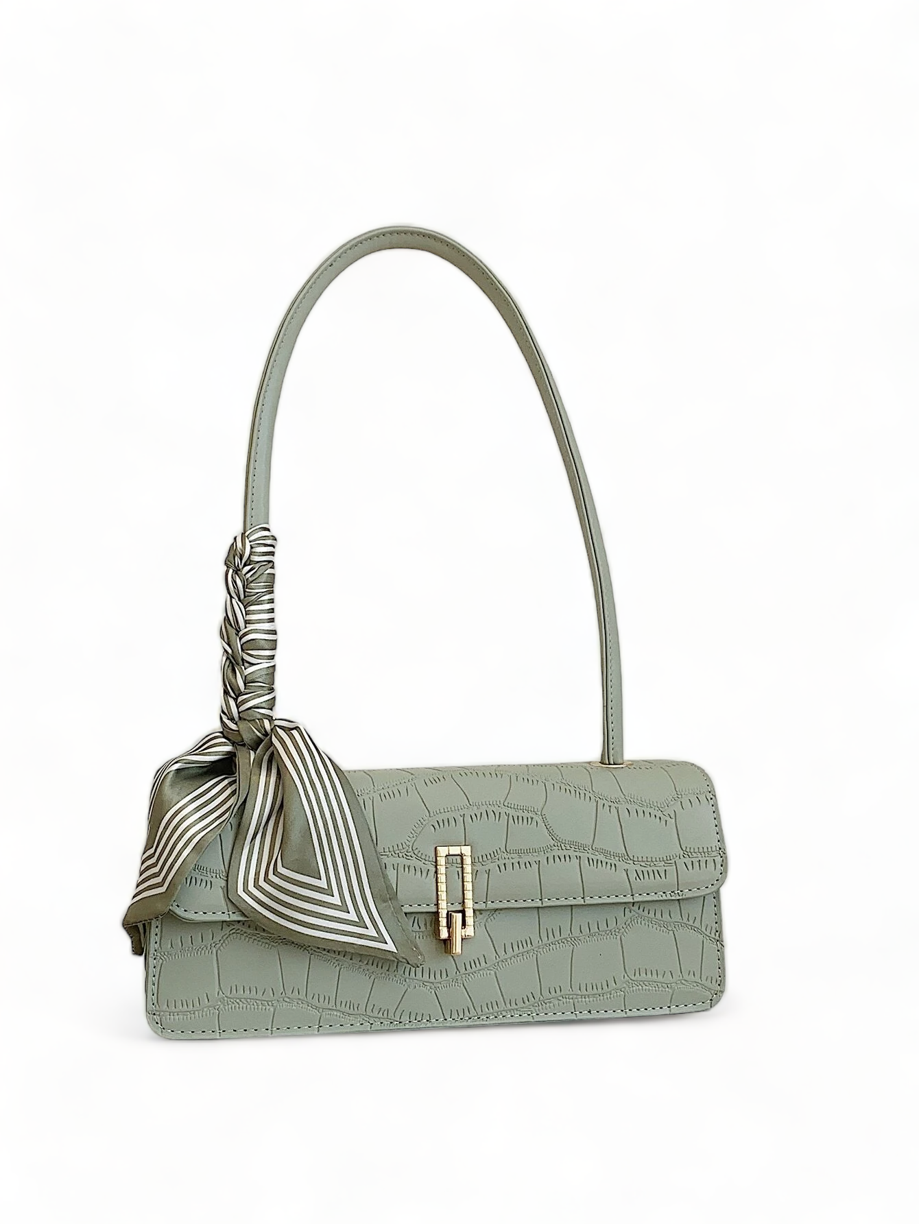 Twilly Decor Crocodile Embossed Flap Square Bag
