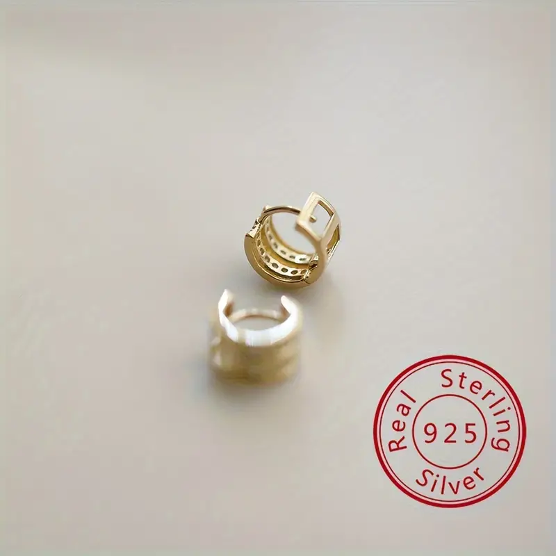 925 Sterling Silver Tiny Double Row Design Hoop Earrings