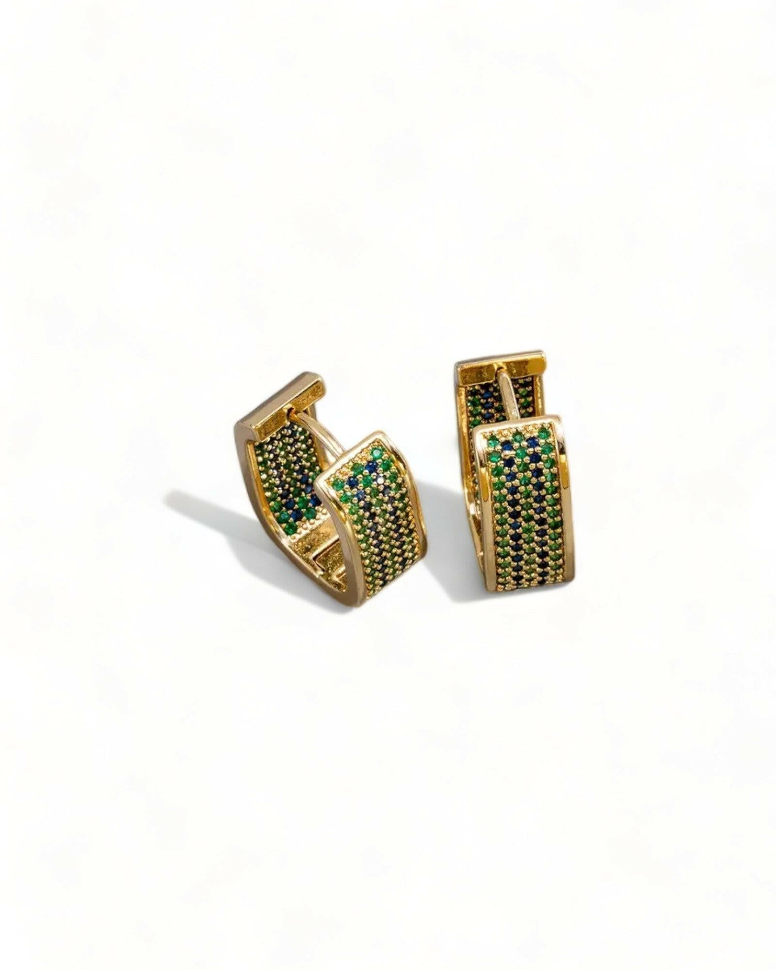Golden Zircon Blue & Green Earrings