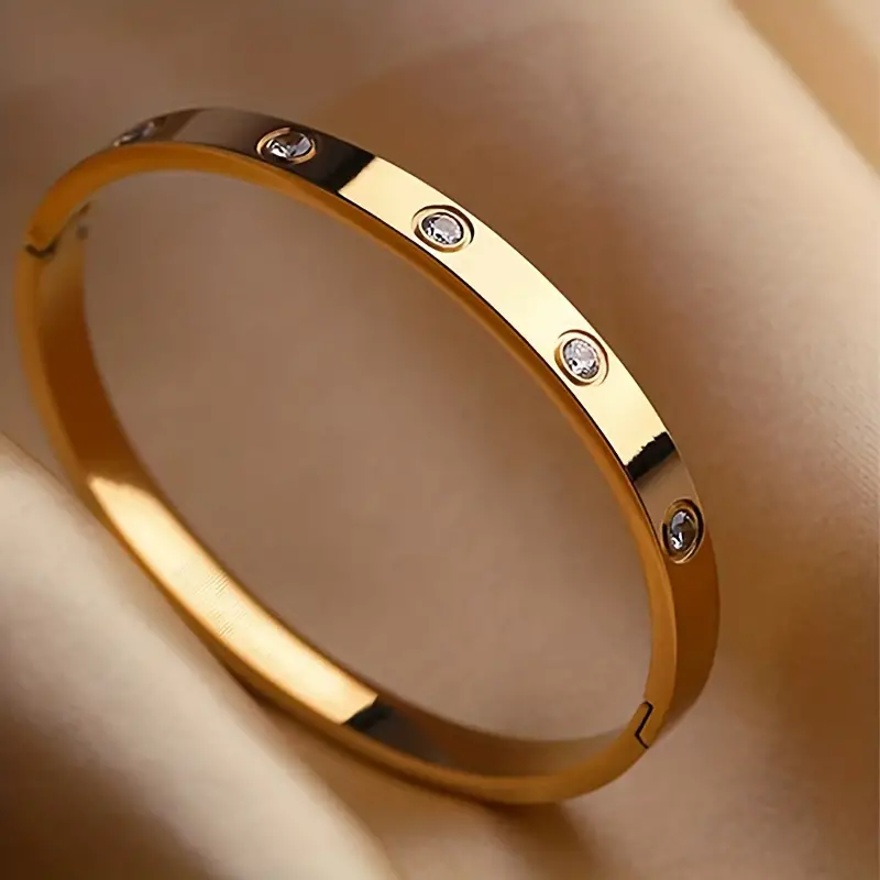 Titanium Steel Rhinestone Bangle bracelet