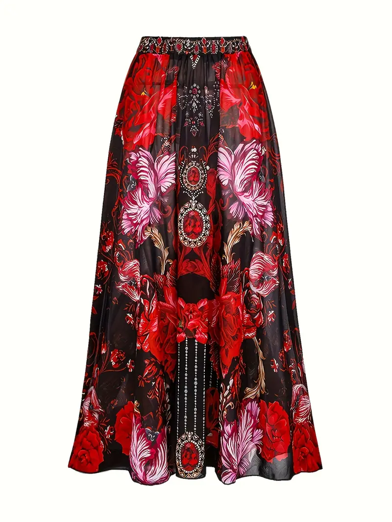 Floral Bow Tie Plus Size Beach Swimwear