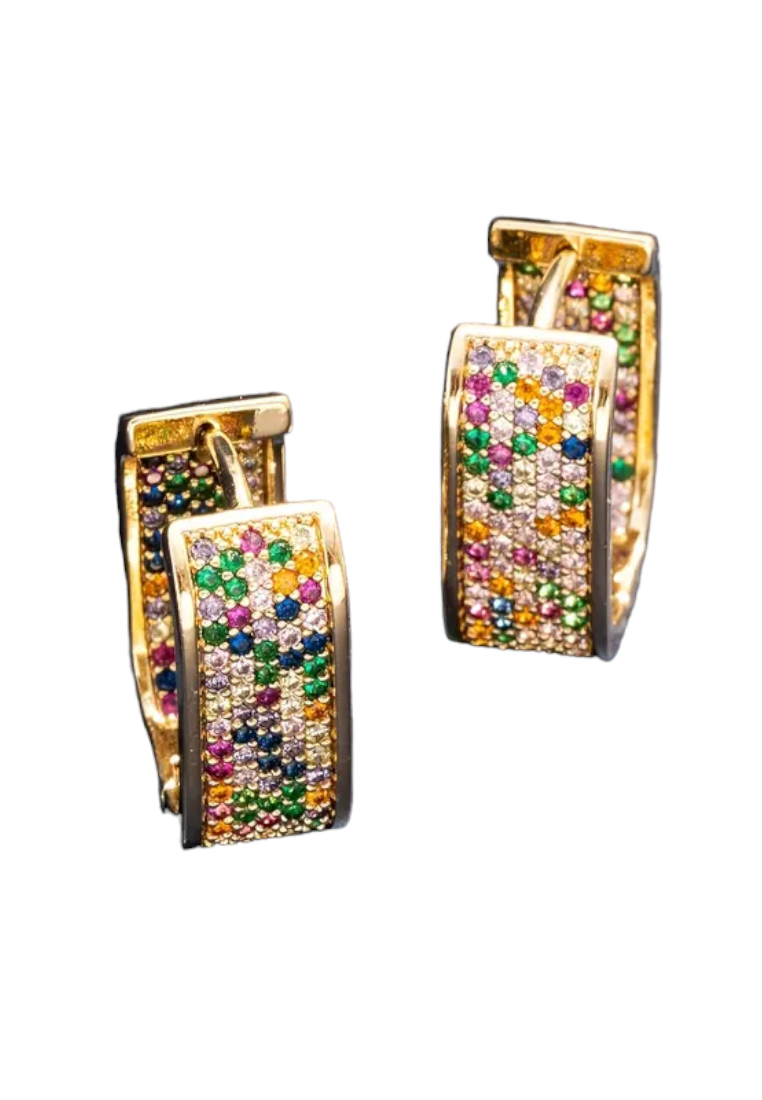 Rainbow Geometric Zircon Earrings