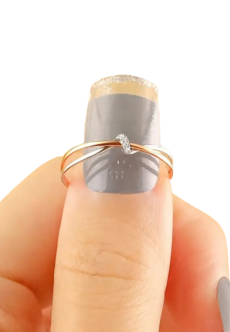 925 Sterling Silver Ring 14k Plated Simple Knot Design Paved Shining Zirconia