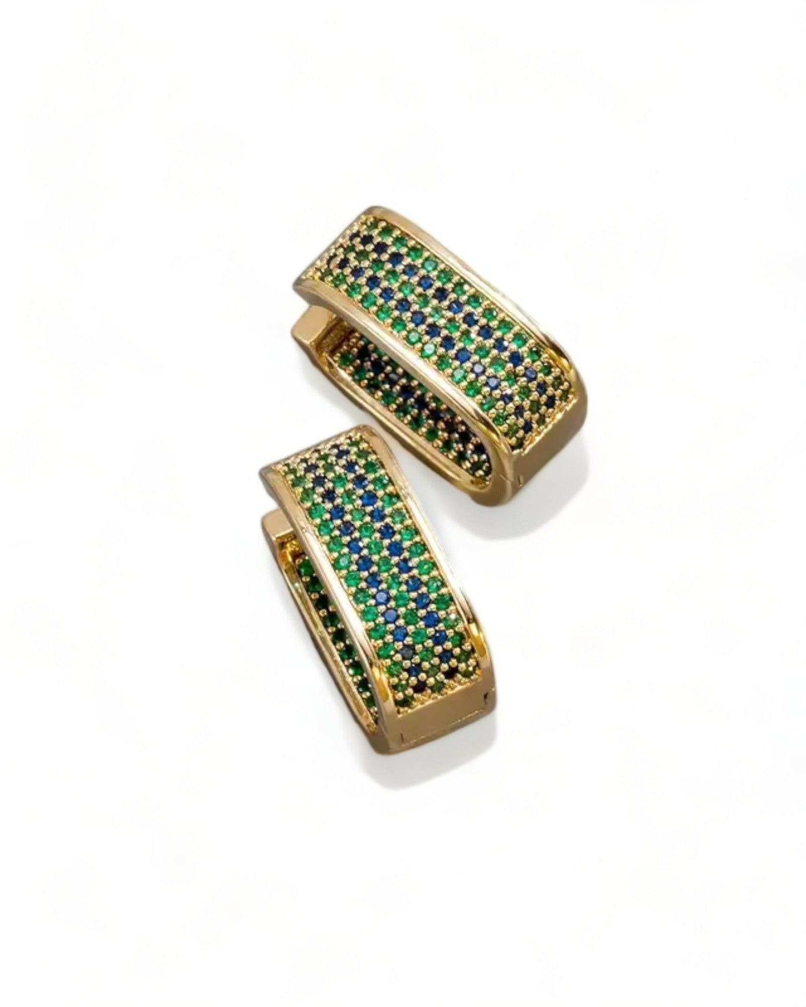 Golden Zircon Blue & Green Earrings