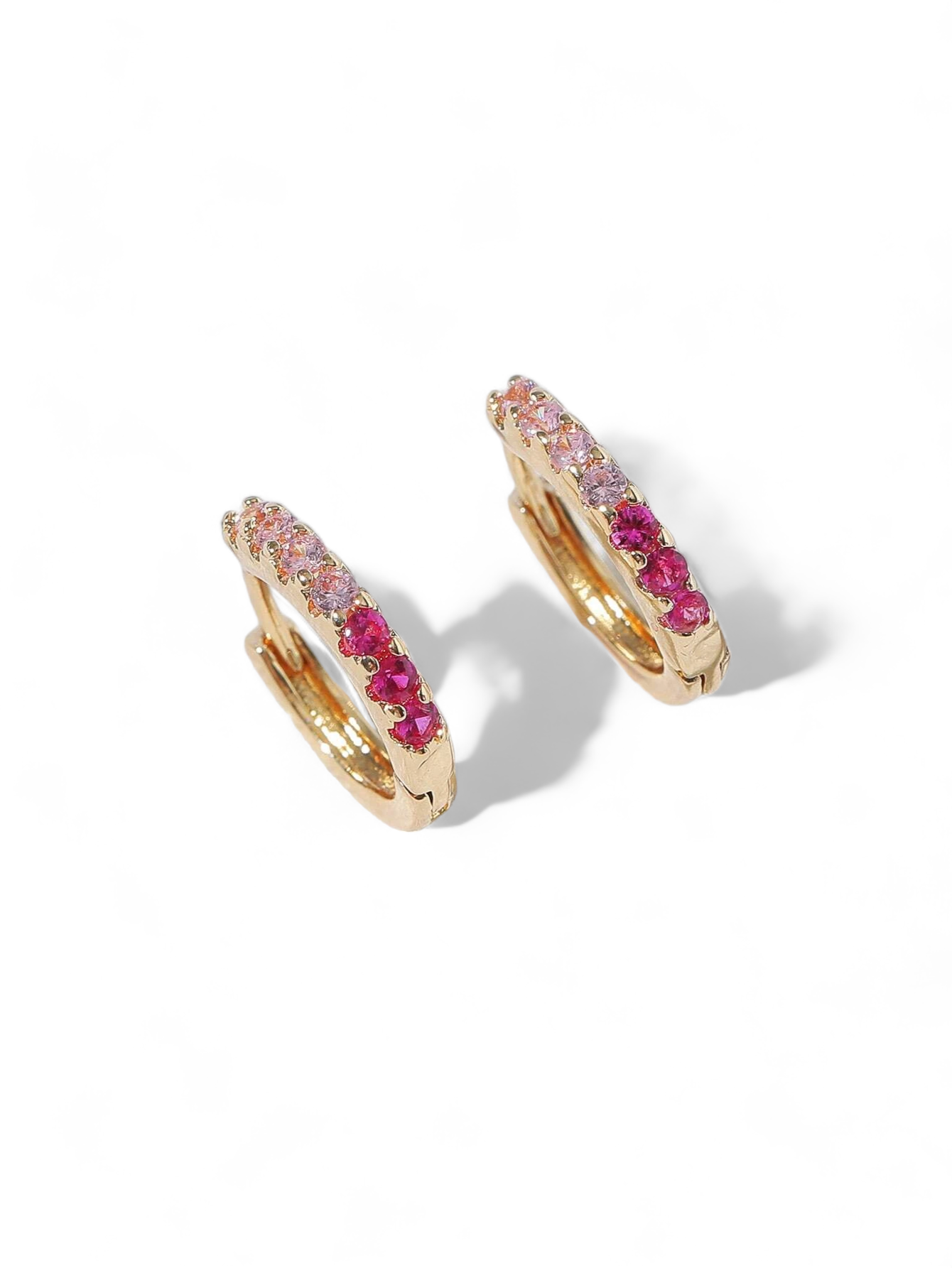 Pink Rhinestone Hoop Earrings