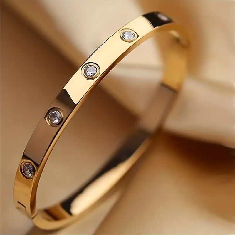 Titanium Steel Rhinestone Bangle bracelet