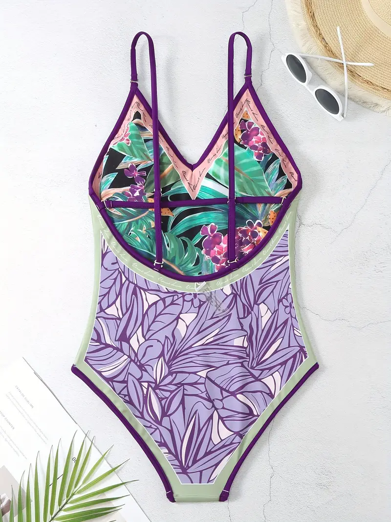 Reversible Tropical Print One-piece Swimsuit