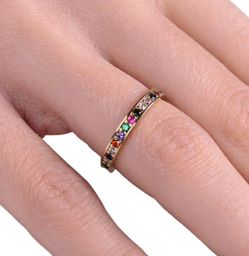 Colorful Cubic Zirconia Decor Ring