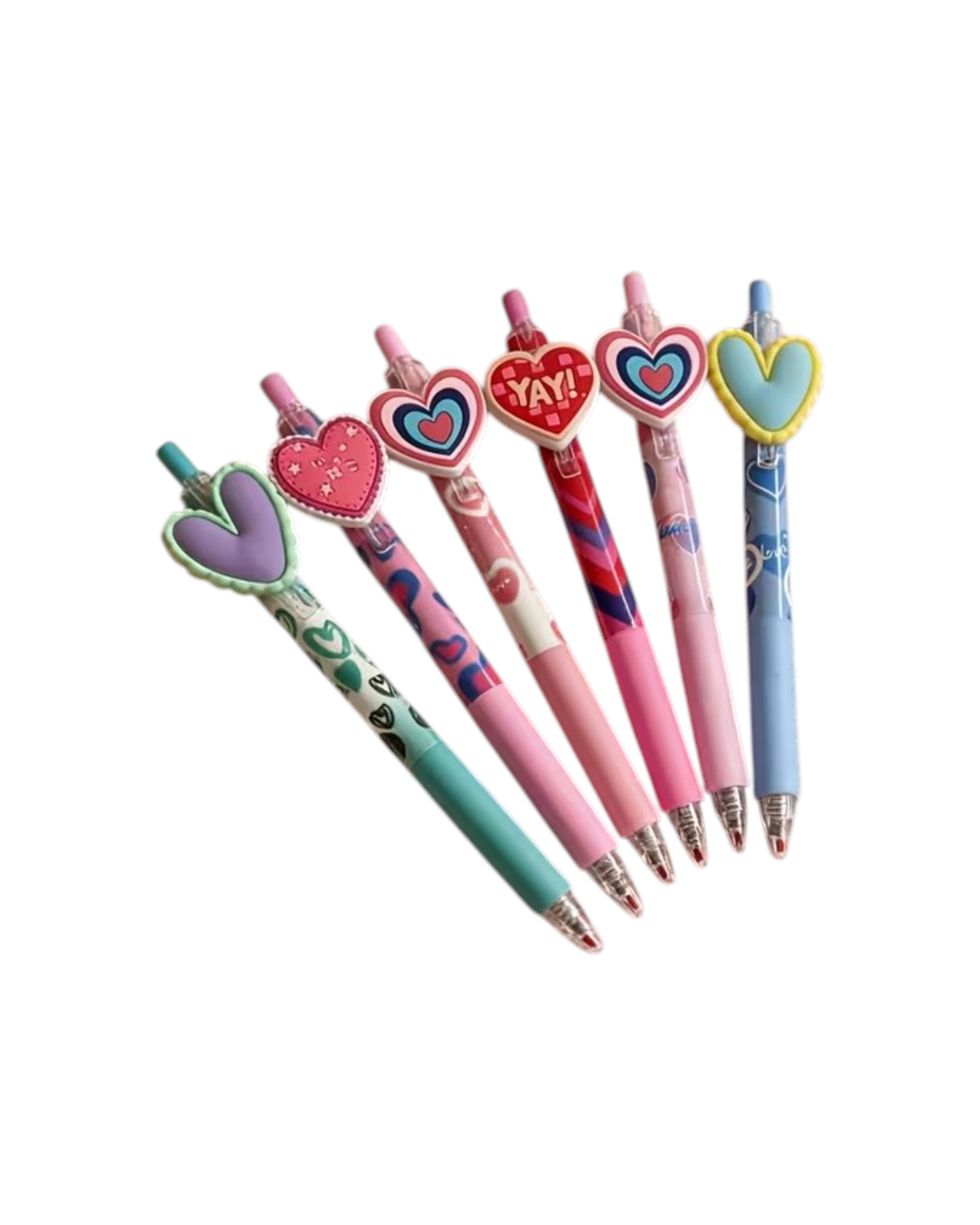6pcs Heart-Shaped Black Gel Pens