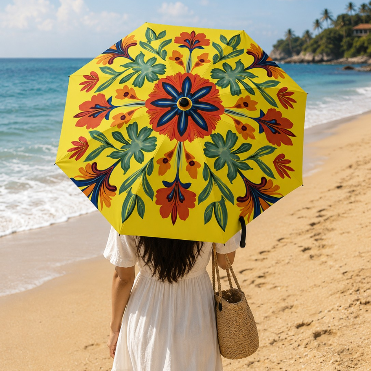 Yellow Floral Umbrella