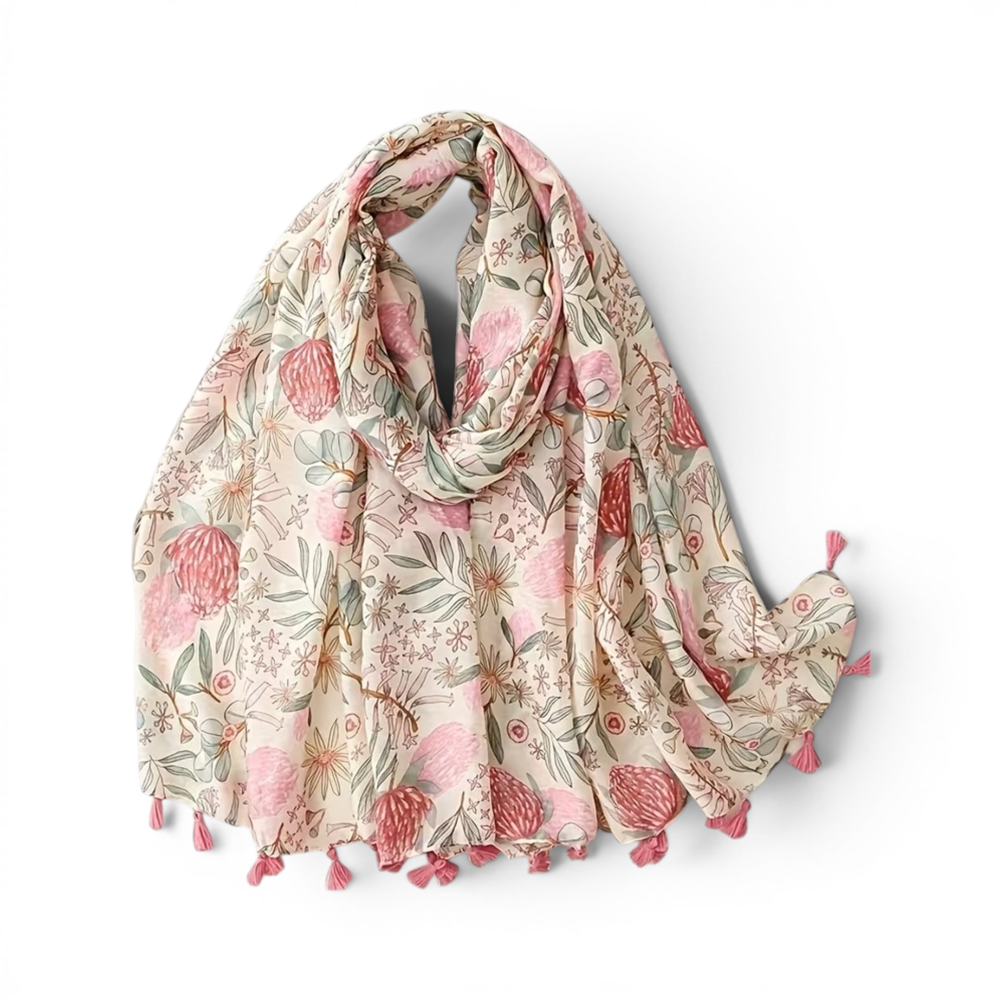 Pink Layered Flower Scarf