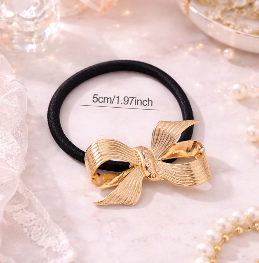 3pcs Gold Bow Hair tie
