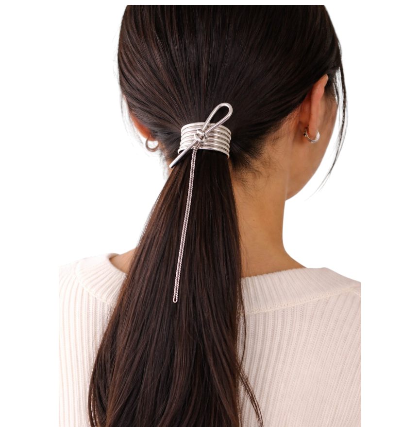 1pc Sleek Silver Statement Hair Clip