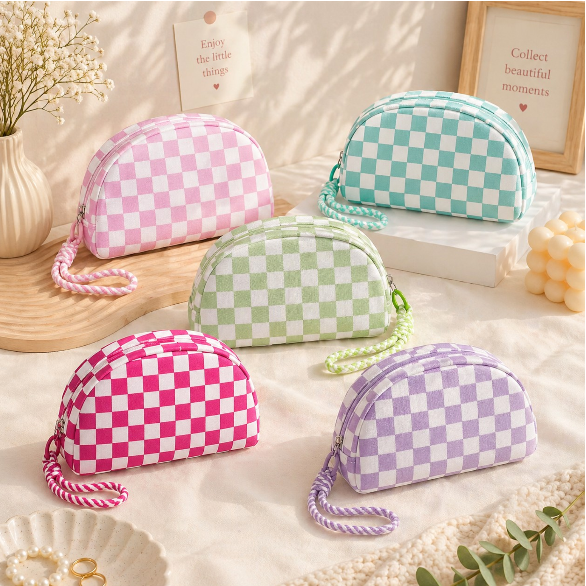 Checkered Pattern Pouch