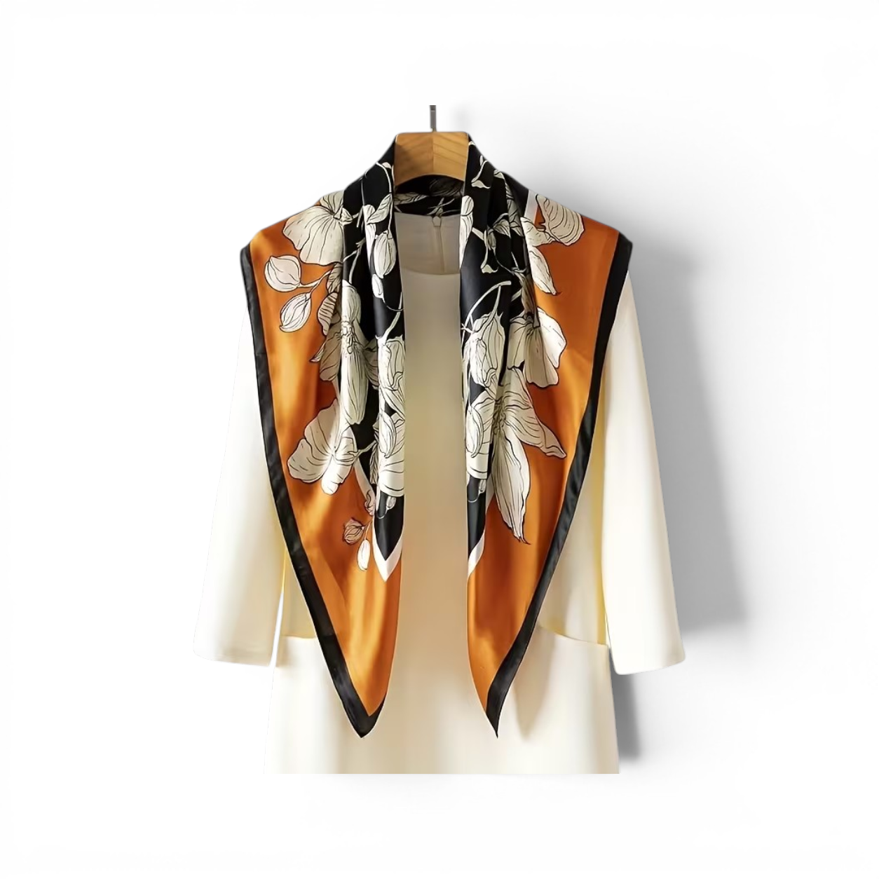 Elegant still life with floral scarf