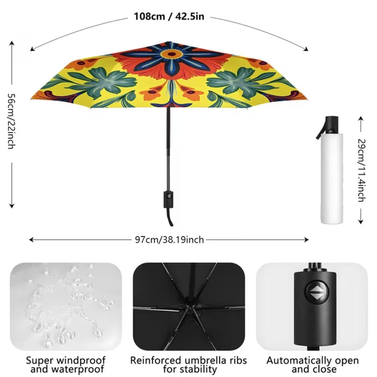 Yellow Floral Umbrella