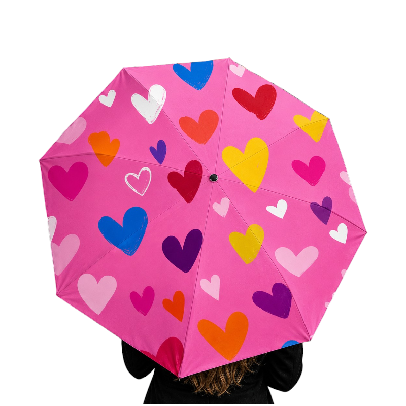 Pink Heart Style Umbrella