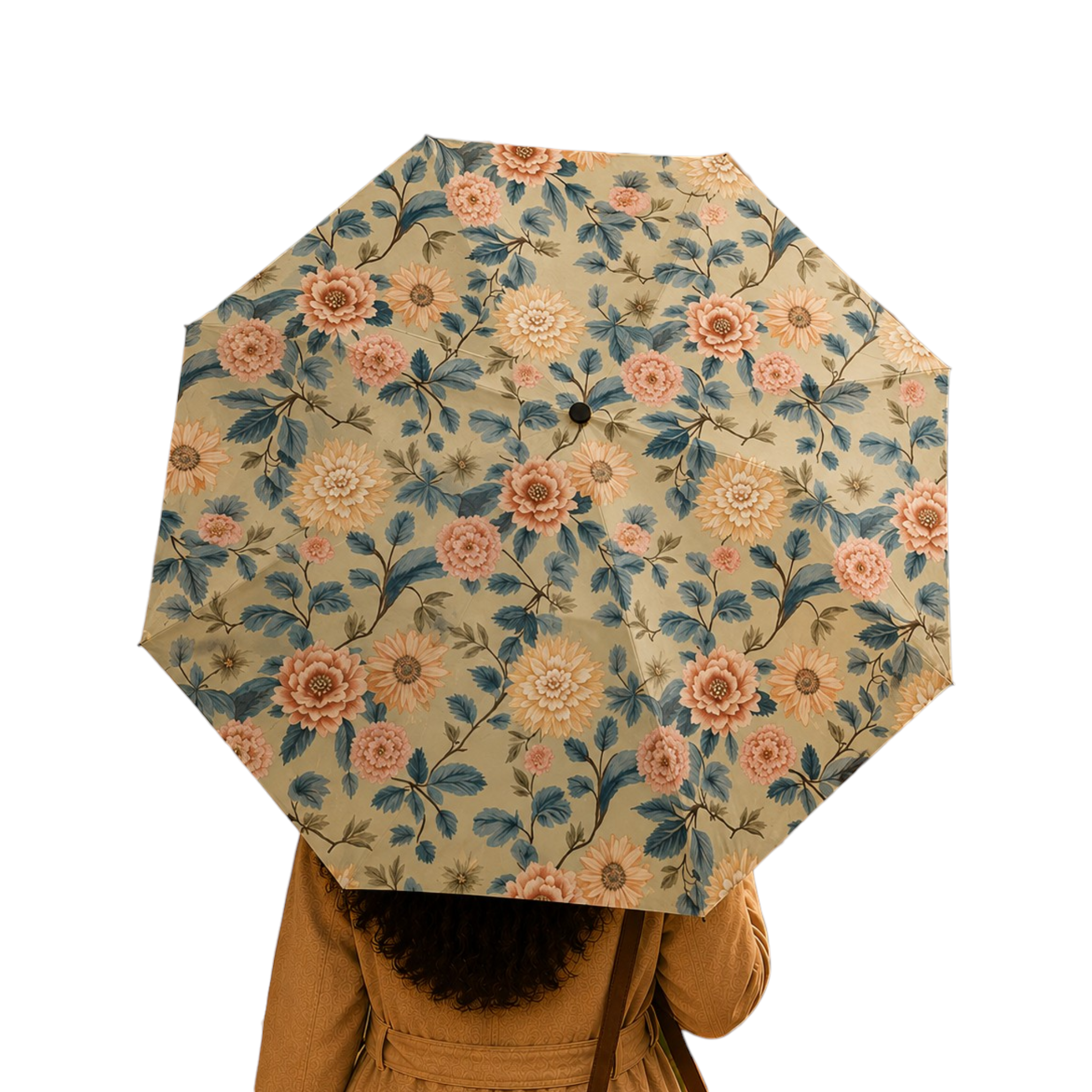 Delicate Pink and Blue Floral Umbrella