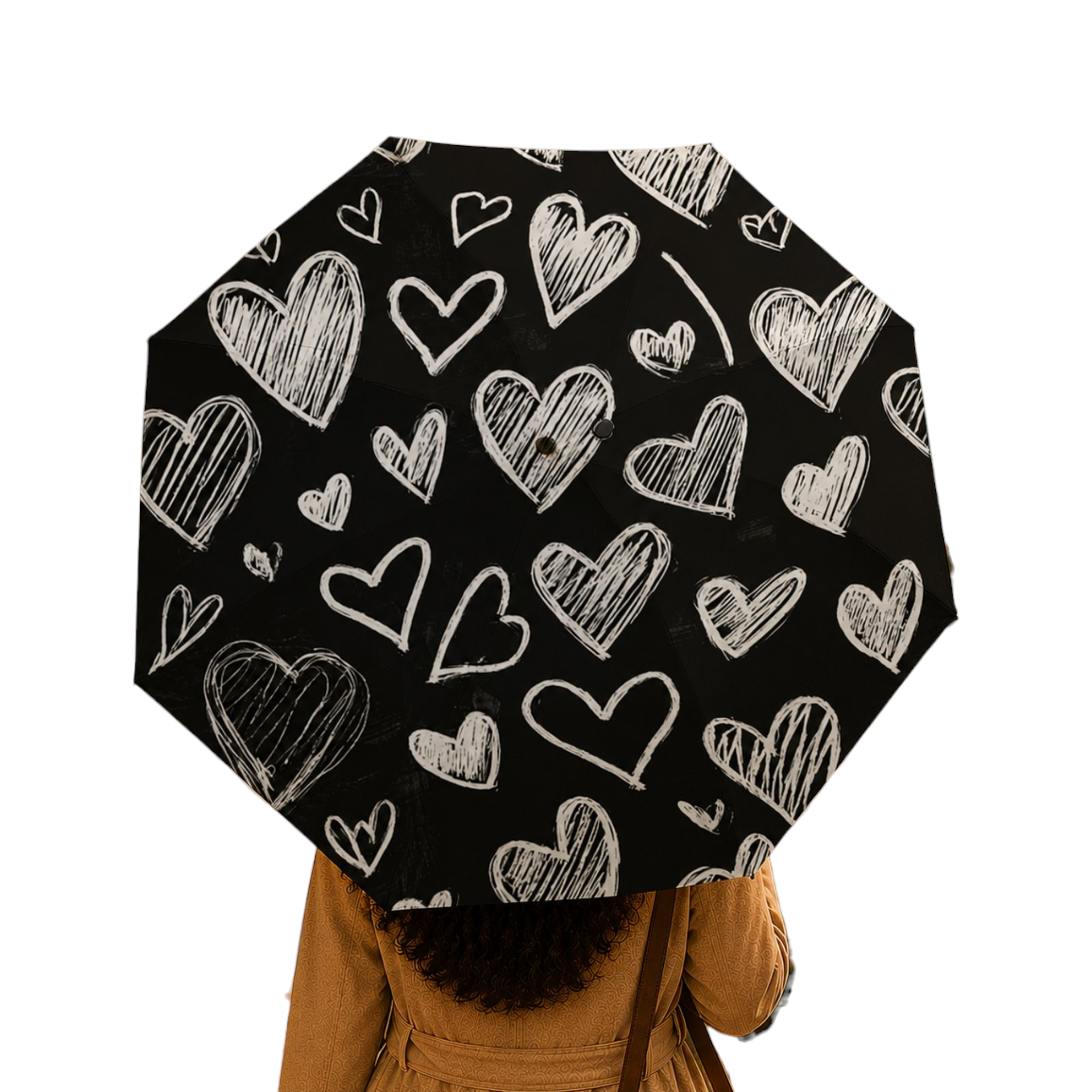 Black Pop Heart Umbrella