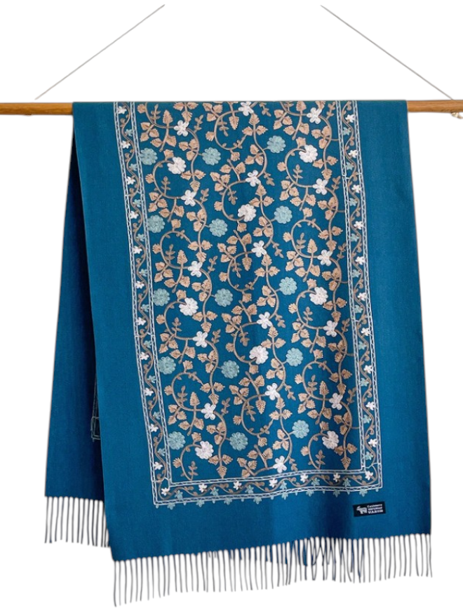 Elegant Teal Floral Scarf