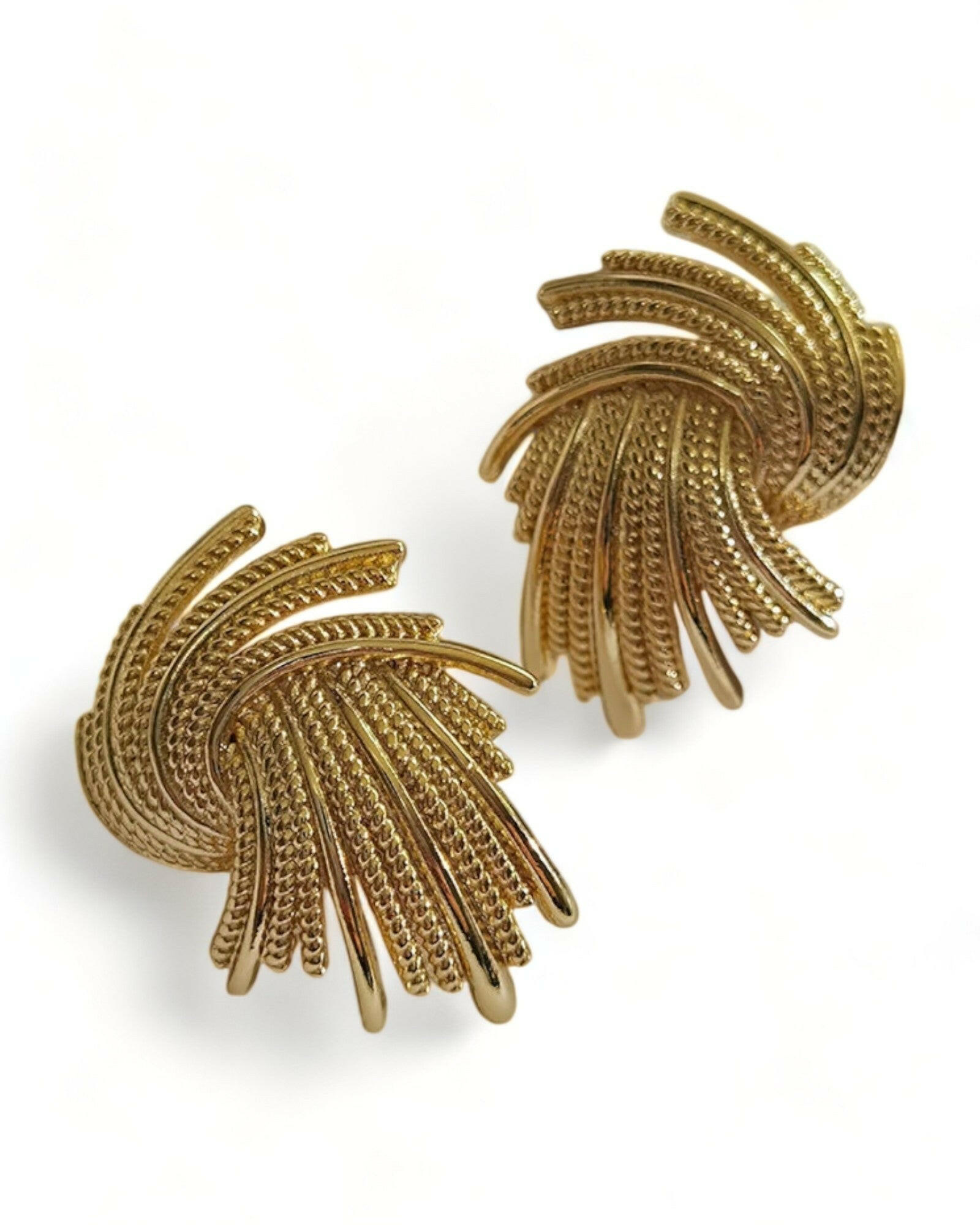 Structured Gold-Plated Stud Earrings