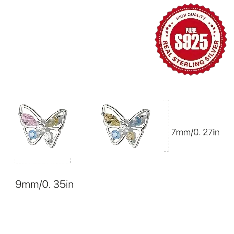 Mini 925 Sterling Silver Butterfly Design Stud Earrings