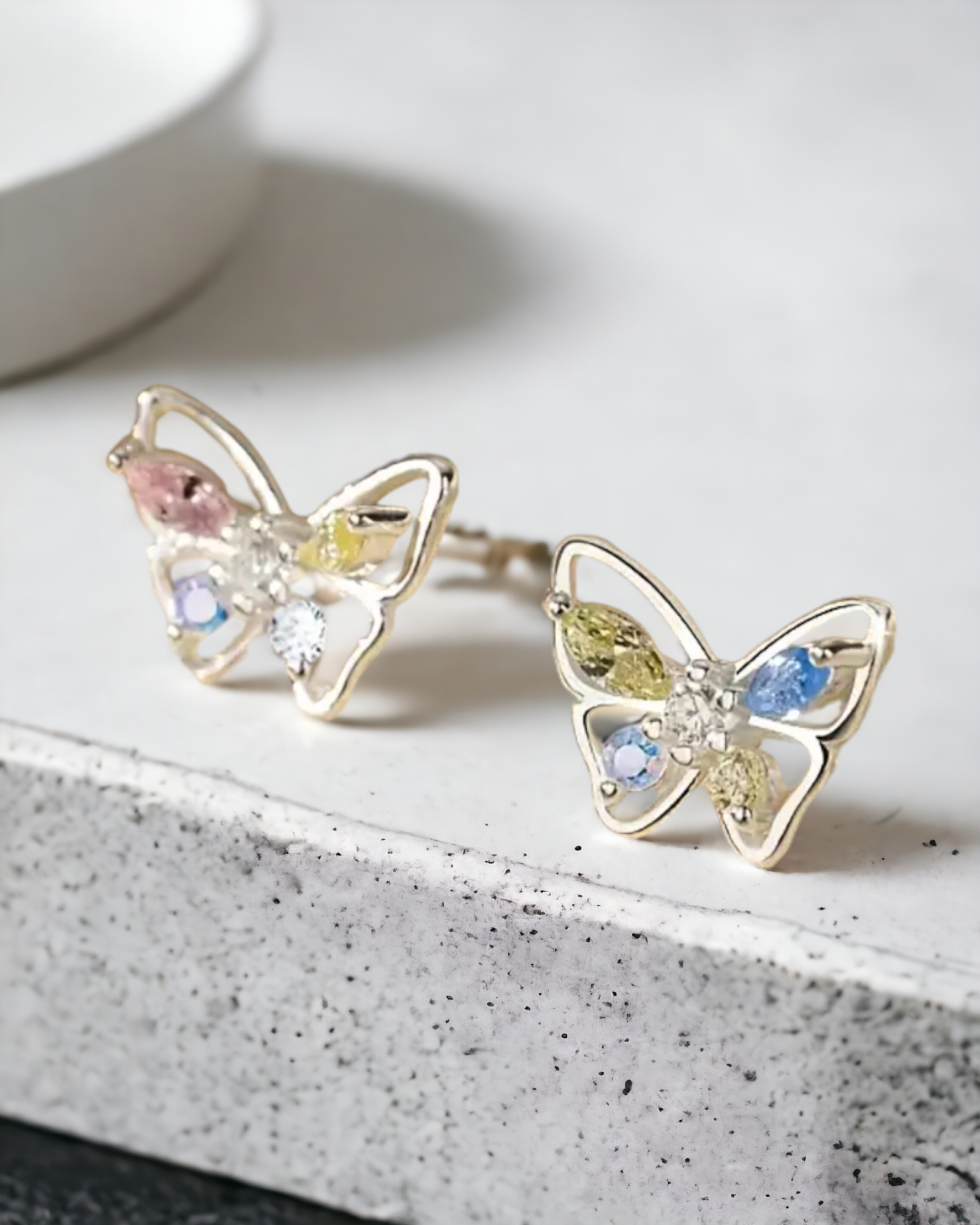 Mini 925 Sterling Silver Butterfly Design Stud Earrings