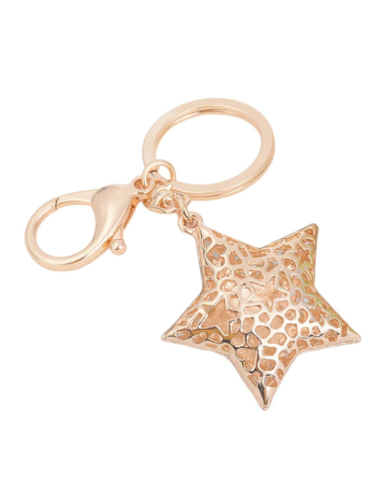 Pink Rhinestone Star Keychain