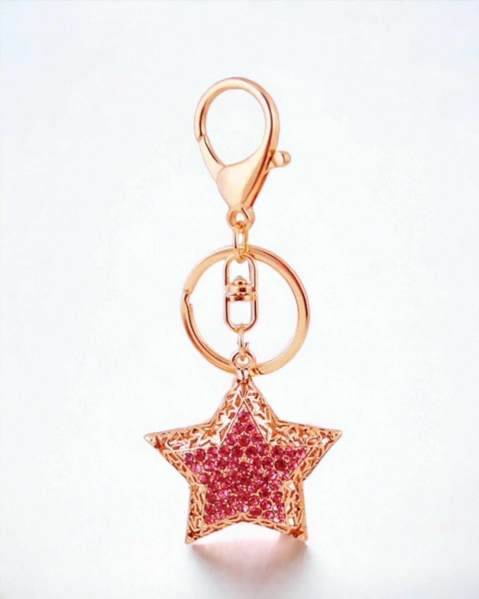Pink Rhinestone Star Keychain